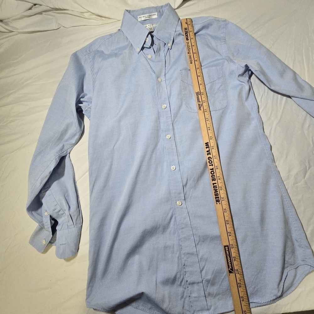 Paul Fredrick Men's 15-33 Trim Fit 💯 Light Blue Button-Down Shirt - Picture 5 of 8
